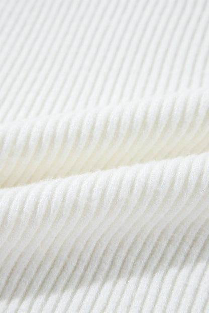 Valentine Heart Sequin Ribbed Knit Crewneck Sweater