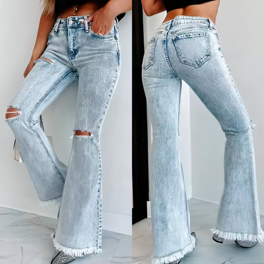 UrbanEase™ – High-Waist Ripped Denim