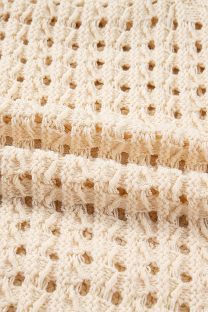 Hollowed Knit Zip Up Sweater Cardigan