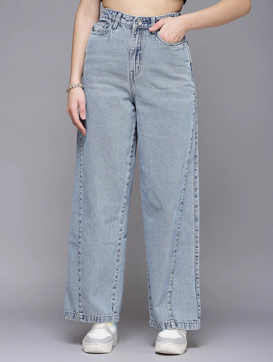Women High Rise Denim Jeans(Size32)(Colorlight blue)